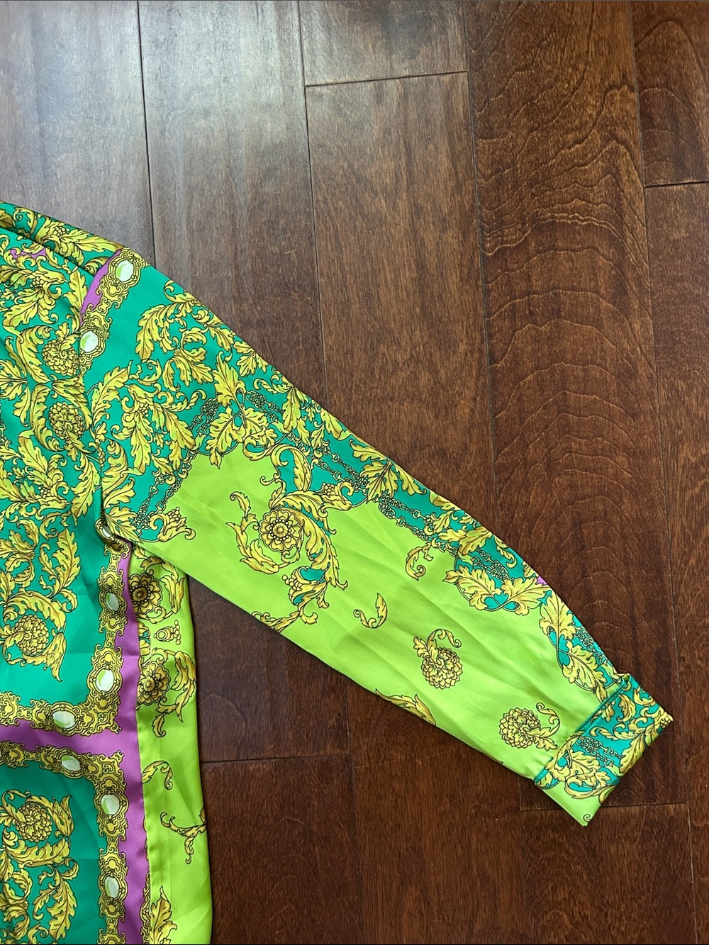Mango Green Multicolored Baroque Print Satin Pant Set, Size 2, NWT - Picture 6 of 16